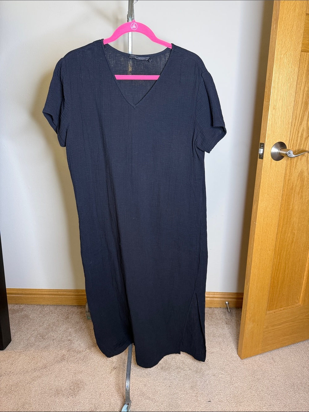 Jenni Kayne Long Dress Medium Gauze Cypress Kaftan Short Sleeve V Neck Cotton